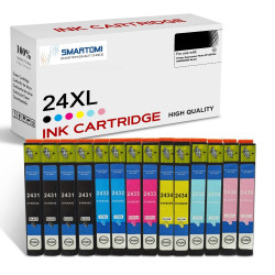 SMARTOMI Epson 24XL Compatible Ink Cartridges 14PK (4K 2C 2M 2Y 2LC 2LM)