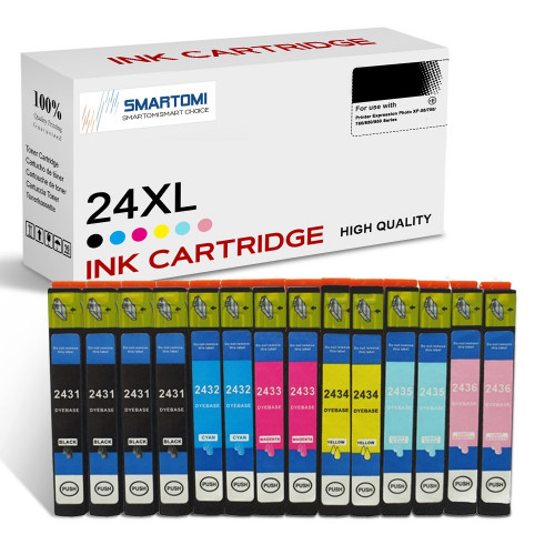 SMARTOMI Epson 24XL Compatible Ink Cartridges 14PK (4K 2C 2M 2Y 2LC 2LM)
