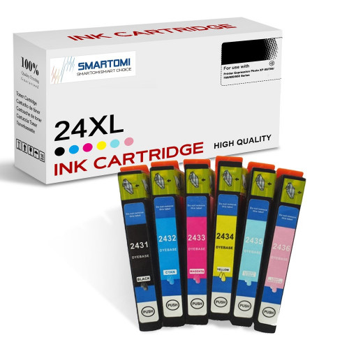 SMARTOMI Epson 24XL Compatible Ink Cartridges 6PK (1K C M Y 1LC 1LM)