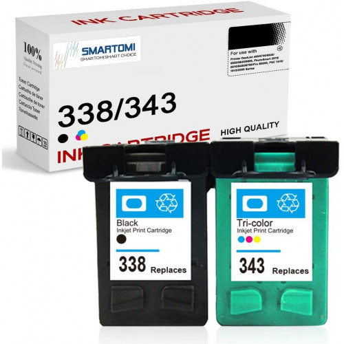 SMARTOMI Remanufactured HP 338 343 Ink Cartridges 2PK