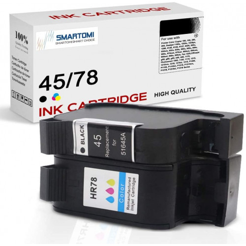 SMARTOMI Remanufactured HP 45 HP 78 Compatible Ink Cartridges (1 Black, 1 Color)