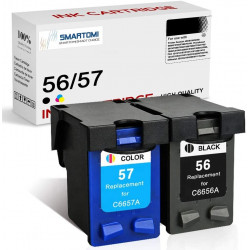 SMARTOMI Remanufactured HP 56 57 Ink Cartridges (1 Black, 1 Color)
