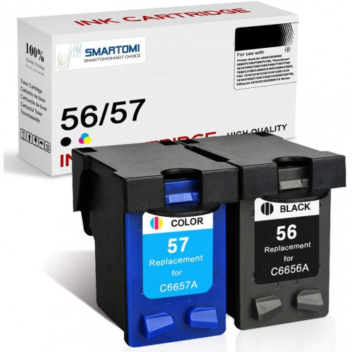 SMARTOMI Remanufactured HP 56 57 Ink Cartridges (1 Black, 1 Color)