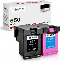 SMARTOMI Remanufactured HP 650 650 XL Ink Cartridges2PK (1 Black 1 Tricolor)