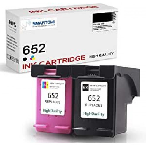 SMARTOMI Remanufactured HP 652 Ink Cartridges 2PK (1 Black 1 Tricolor)