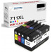 SMARTOMI HP 711XL 711 XL High Yield Compatible Ink Cartridges（1Black 1Cyan 1Magenta 1Yellow)