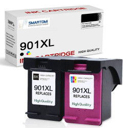 SMARTOMI Remanufactured HP 901 XL Ink Cartridges 2PK (1 Black 1 Tricolor)