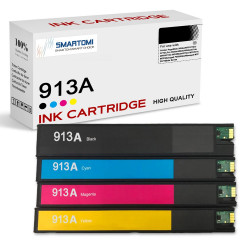 SMARTOMI Remanufactured HP 913A 913 Ink Cartridges 4PK (KCMY)