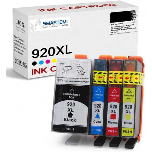 SMARTOMI HP 920XL 920 Compatible Ink Cartridges 4PK (KCMY)