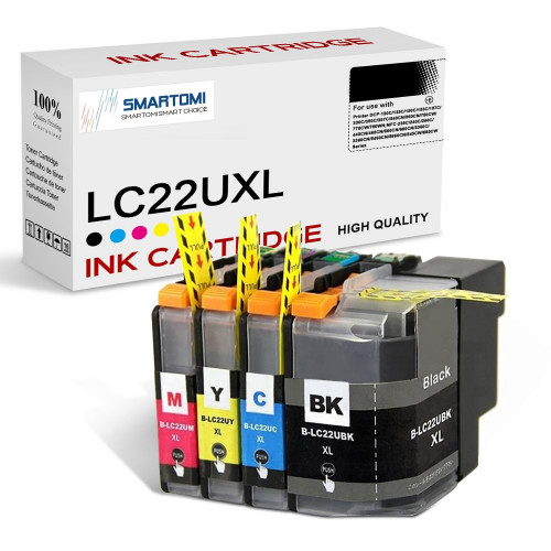 SMARTOMI Brother LC22U XL LC22UBK LC22UC LC22UM LC22UY Compatible Ink Cartridges 4PK (KCMY)