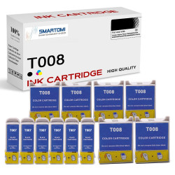 SMARTOMI Epson T008 T007 Compatible Ink Cartridges 12PK (1Black 1Colore)