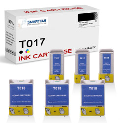 SMARTOMI Epson T017 T018 Compatible Ink Cartridges 6PK (3 Black 3 Tricolor)