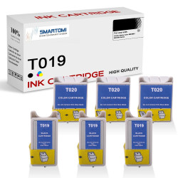 SMARTOMI Epson T019 T020 Compatible Ink Cartridges 6PK (3 Black 3 Tricolor)