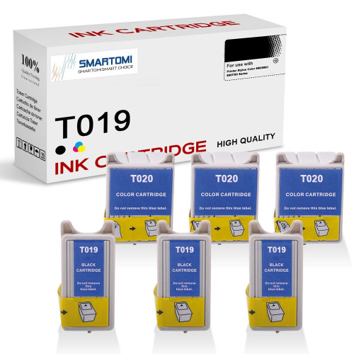 SMARTOMI Epson T019 T020 Compatible Ink Cartridges 6PK (3 Black 3 Tricolor)