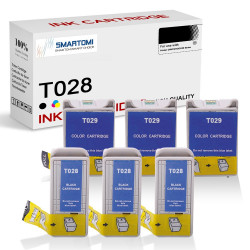 SMARTOMI Epson T028 T029 Compatible Ink Cartridges 6PK (3 Black 3 Tricolor)
