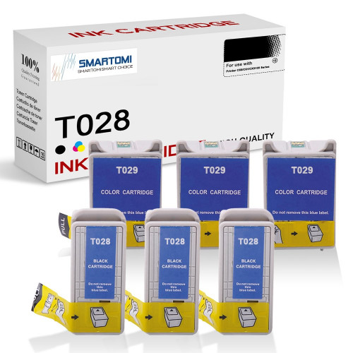 SMARTOMI Epson T028 T029 Compatible Ink Cartridges 6PK (3 Black 3 Tricolor)