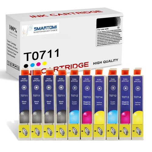 SMARTOMI Epson T0711 0712 0713 0714 Compatible Ink Cartridges 10PK (4K 2C 2M 2Y)