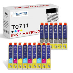 SMARTOMI Epson T0711 0712 0713 0714 Compatible Ink Cartridges 15PK(6K 3C 3M 3Y)