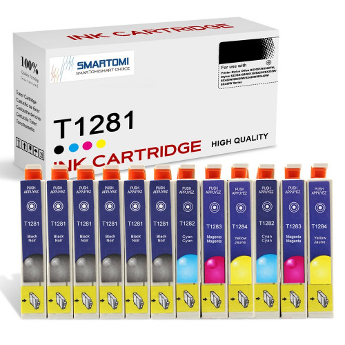 SMARTOMI Epson T1281 T1282 T1283 T1284 Compatible Ink Cartridges 12PK(6K 2C 2M 2Y)