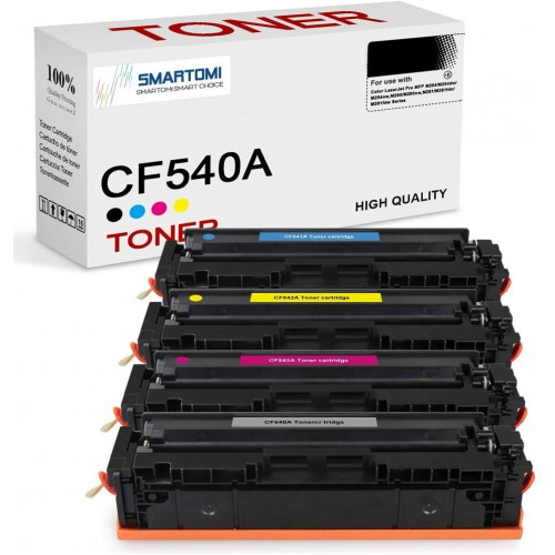 SMARTOMI 4PK HP CF540A 203A Compatible KCMY Toner Cartridges