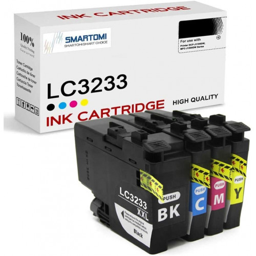 SMARTOMI Brother LC3233 LC3233BK Compatible Ink Cartridges 4PK (KCMY)