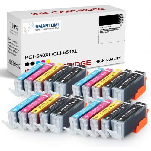 SMARTOMI Canon 550XL 551XL Compatible Ink Cartridges (4PGBK, 4BK, 4C, 4M, 4Y)